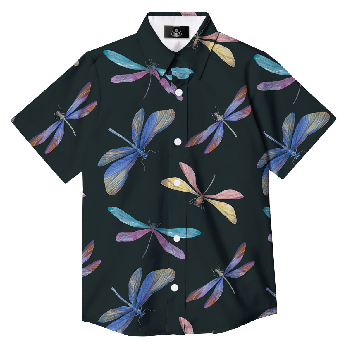 Dragonfly Vintage Print Pattern Button Up Shirt-grizzshop