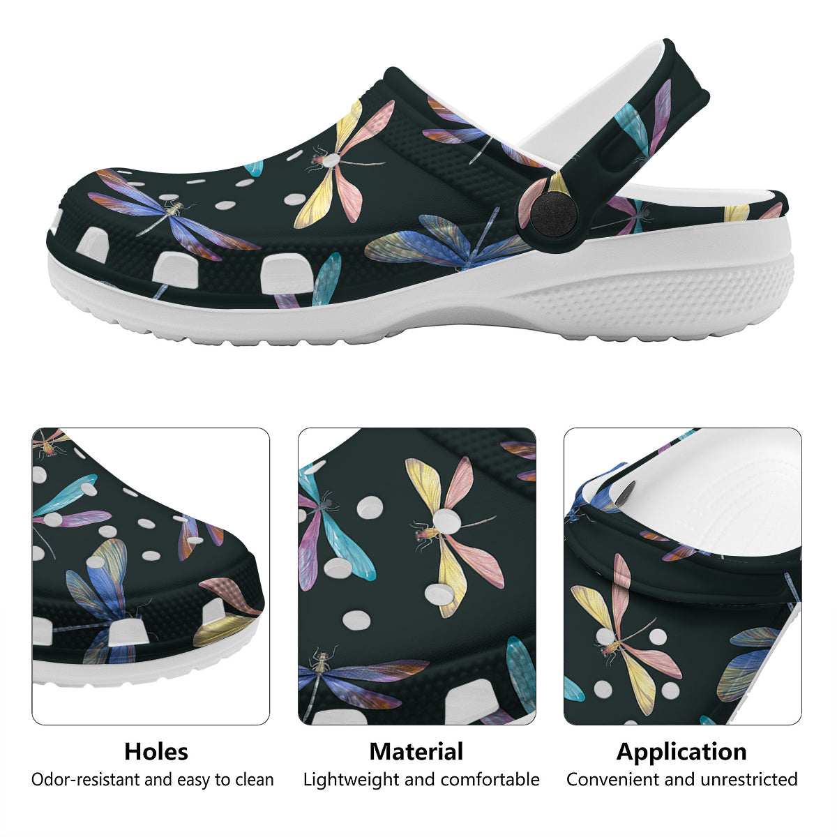 Dragonfly Vintage Print Pattern Clog-grizzshop