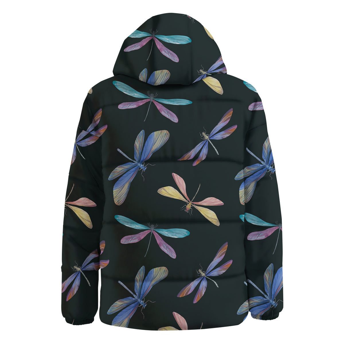 Dragonfly Vintage Print Pattern Down Jacket-grizzshop