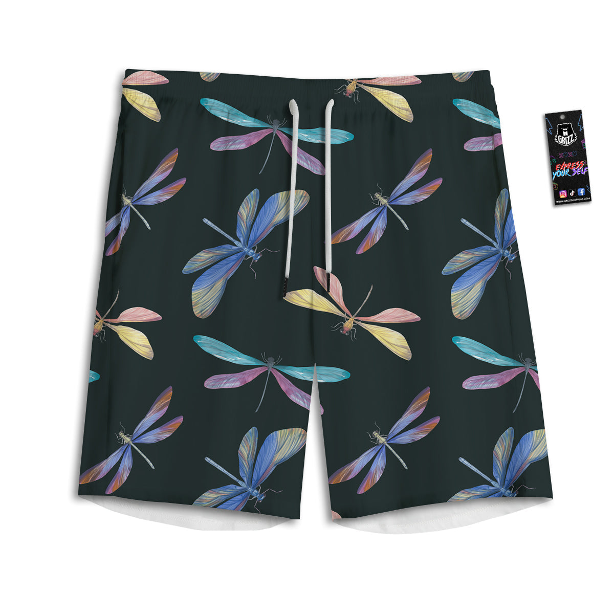 Dragonfly Vintage Print Pattern Men's Athletic Shorts
