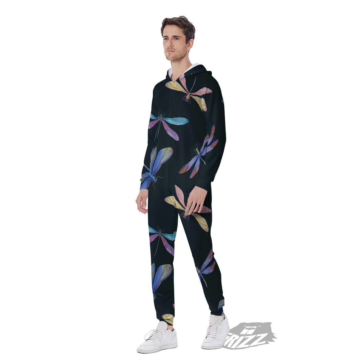 Dragonfly Vintage Print Pattern Men's Jumpsuit-grizzshop