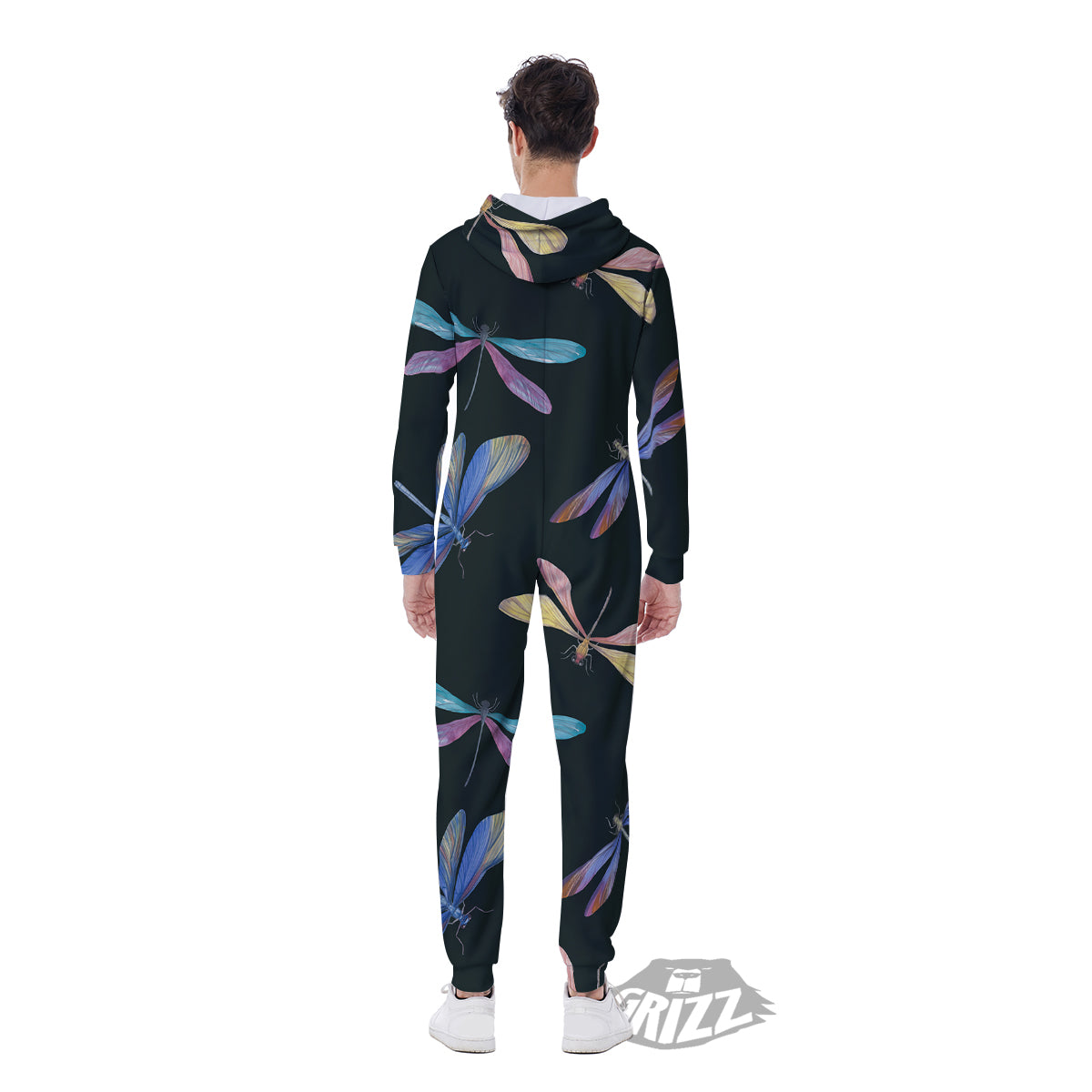 Dragonfly Vintage Print Pattern Men's Jumpsuit-grizzshop