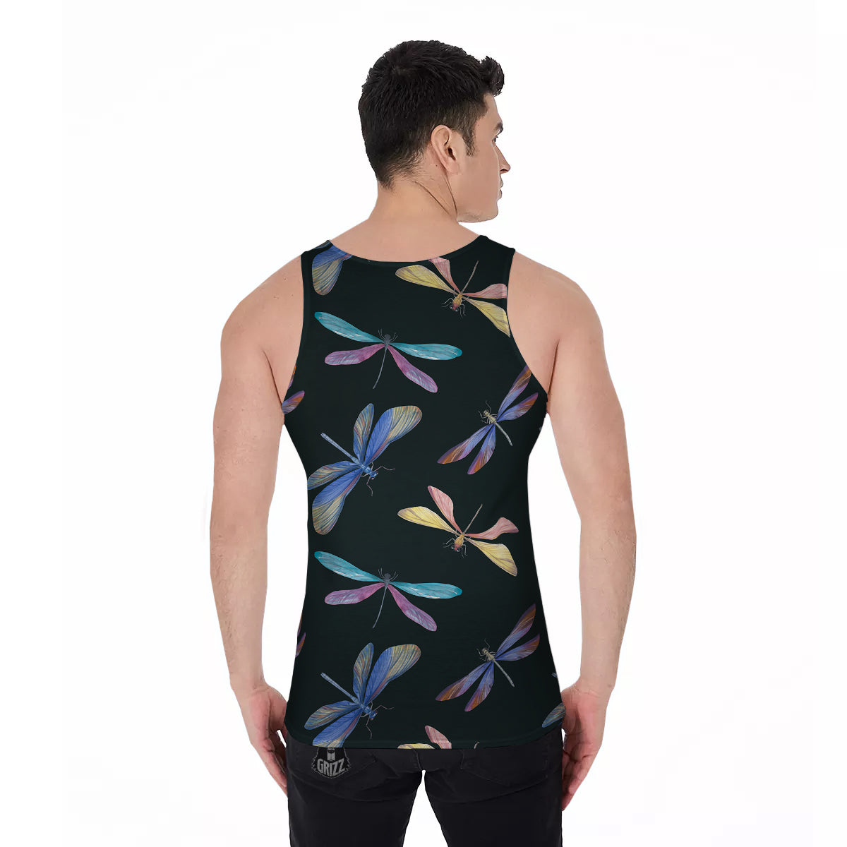 Dragonfly Vintage Print Pattern Men's Tank Top-grizzshop