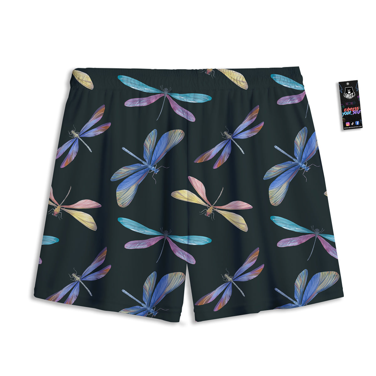 Dragonfly Vintage Print Pattern Mesh Shorts