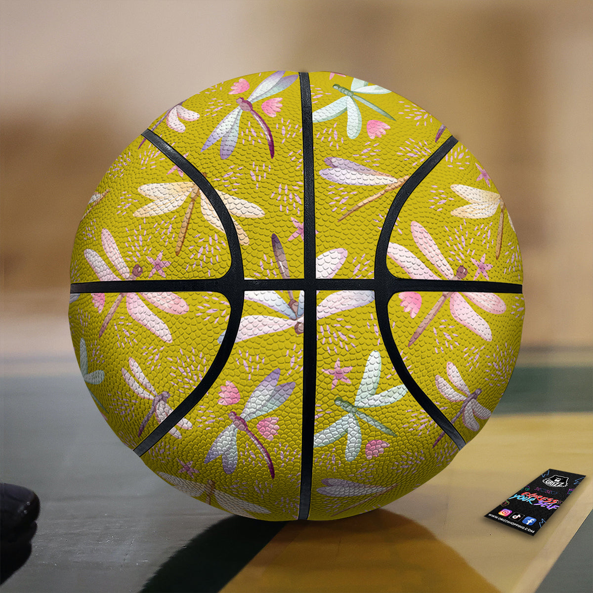 Dragonfly Yellow Watercolor Print Pattern Basketball