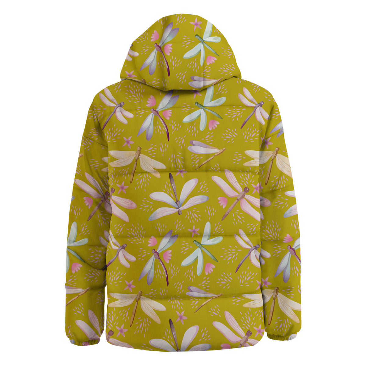 Dragonfly Yellow Watercolor Print Pattern Down Jacket-grizzshop