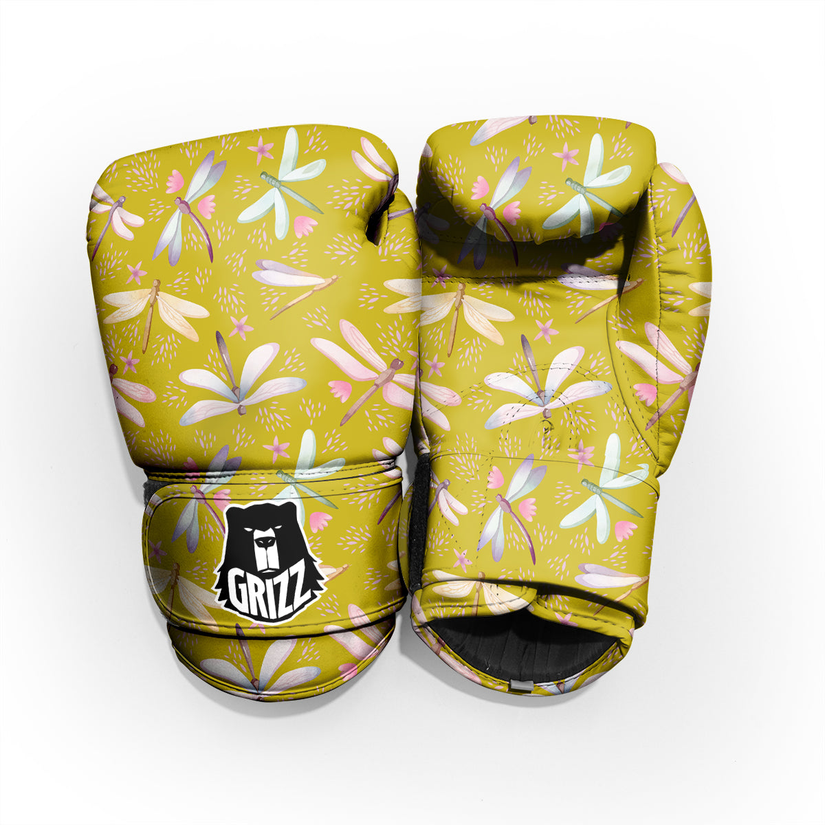 Dragonfly Yellow Watercolor Print Pattern Pro Boxing Glove
