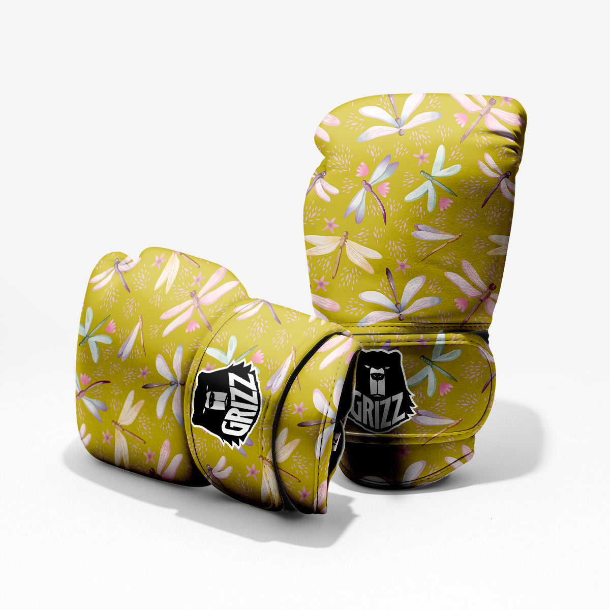 Dragonfly Yellow Watercolor Print Pattern Pro Boxing Glove