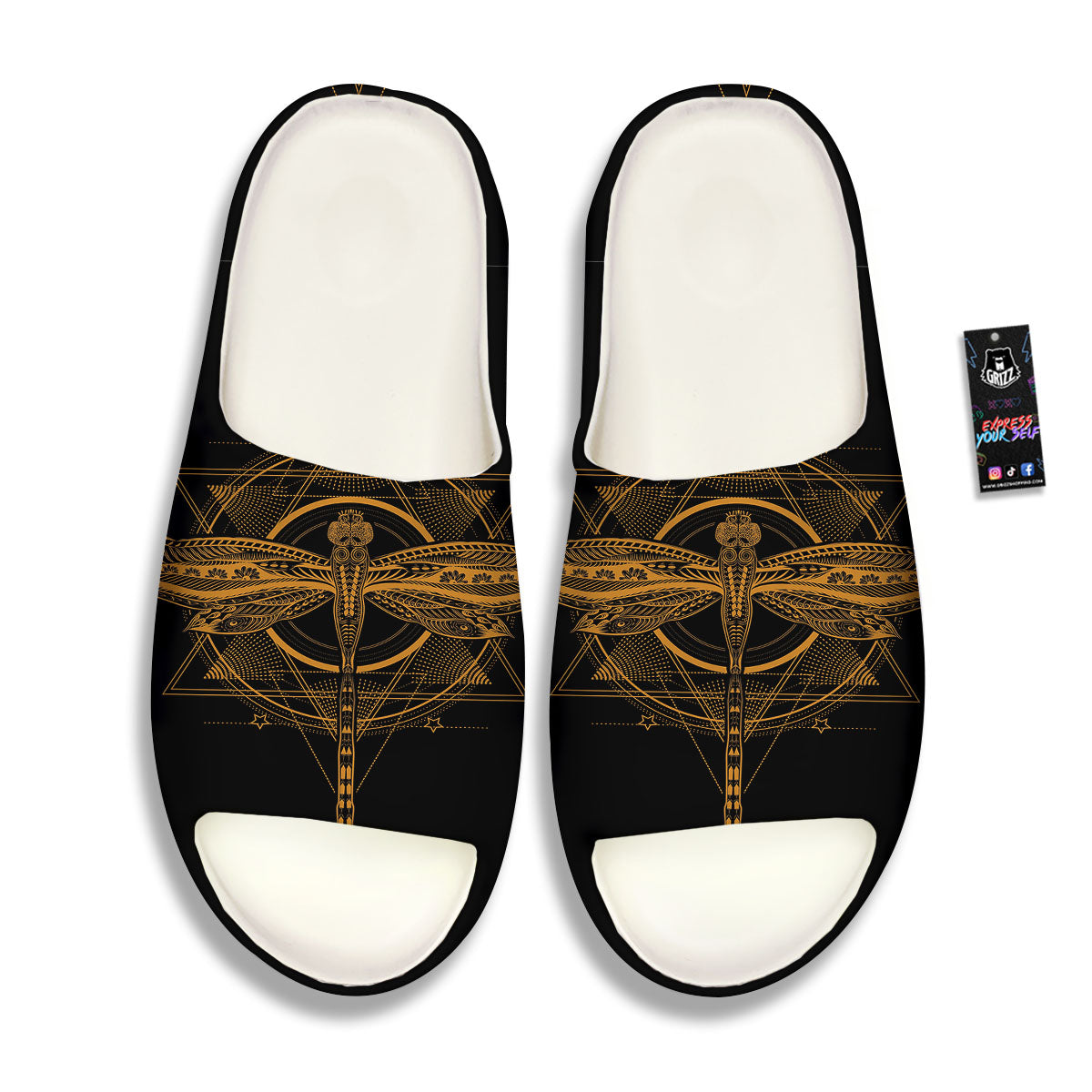 Dragonfly Boho Gold Print Sandals-grizzshop