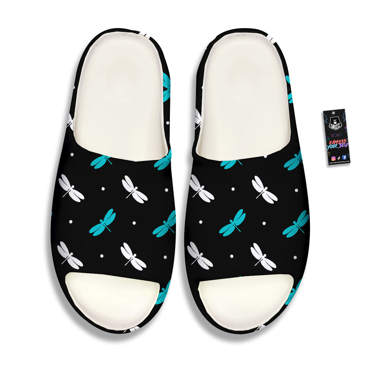 Dragonfly Polka Dot Print Pattern Sandals-grizzshop
