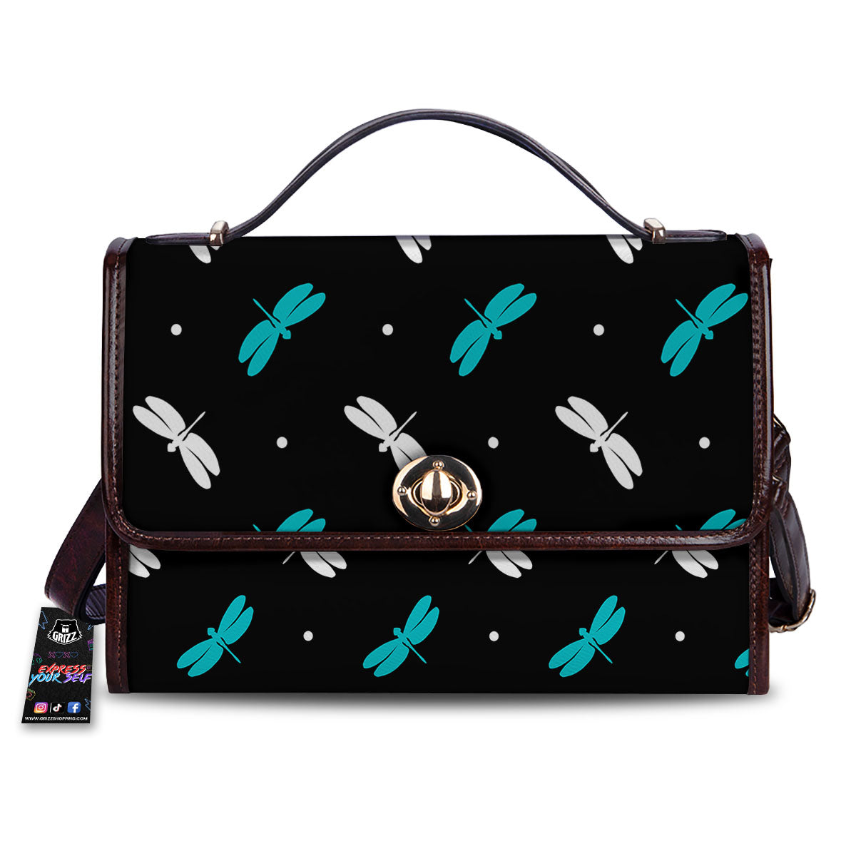 Dragonfly Polka Dot Print Pattern Women's Satchel Bag
