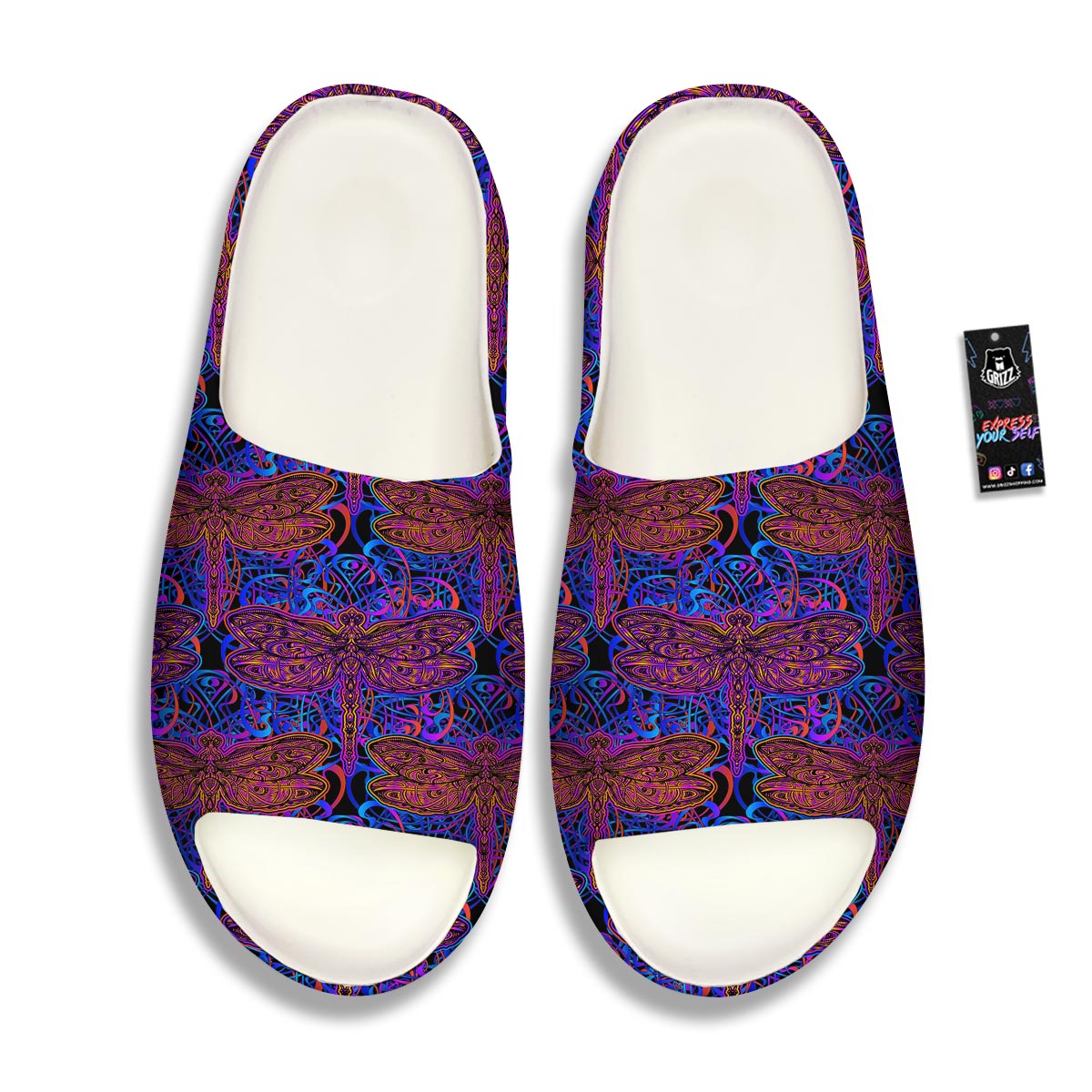 Dragonfly Trippy Print Pattern Sandals-grizzshop