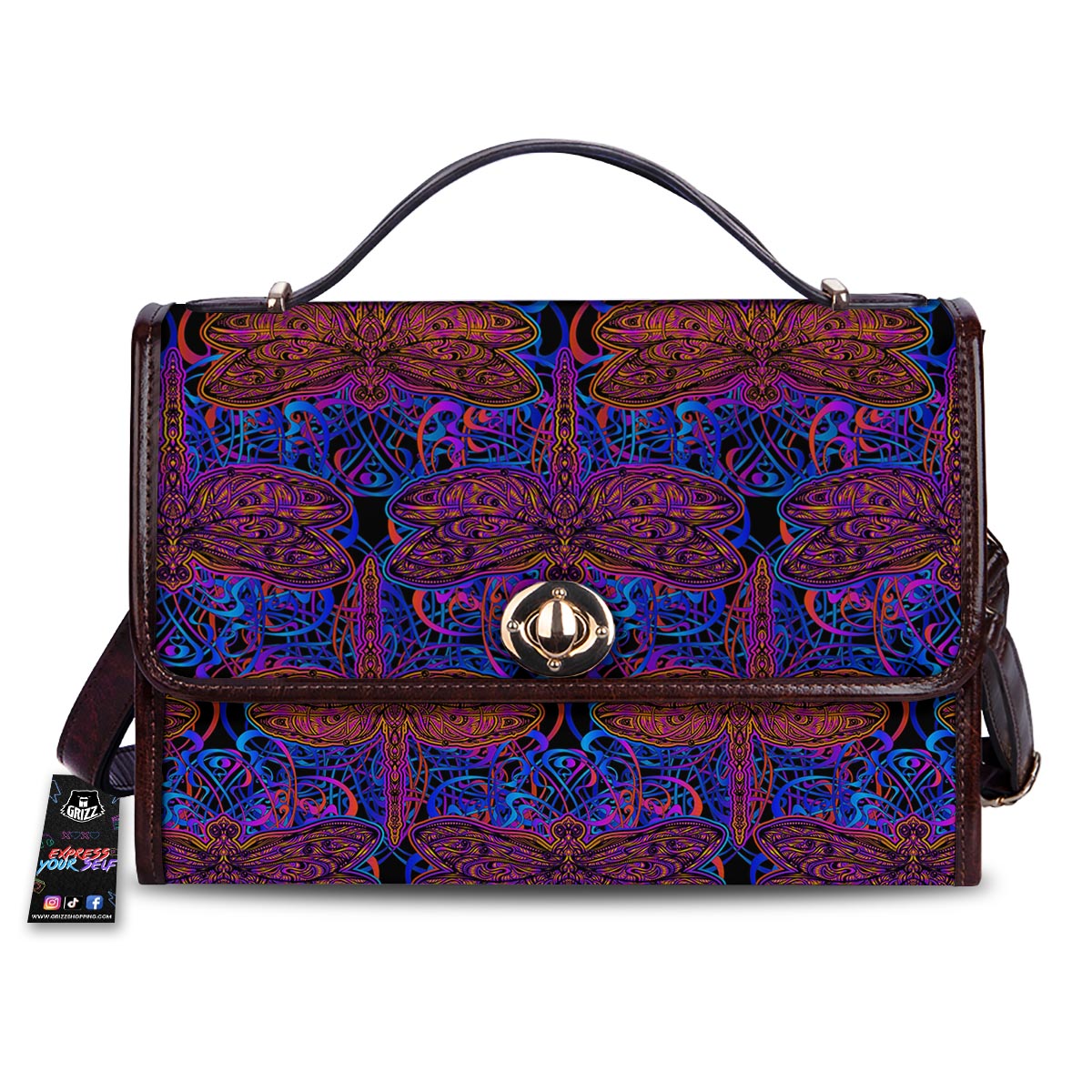 Dragonfly Trippy Print Pattern Women's Satchel Bag