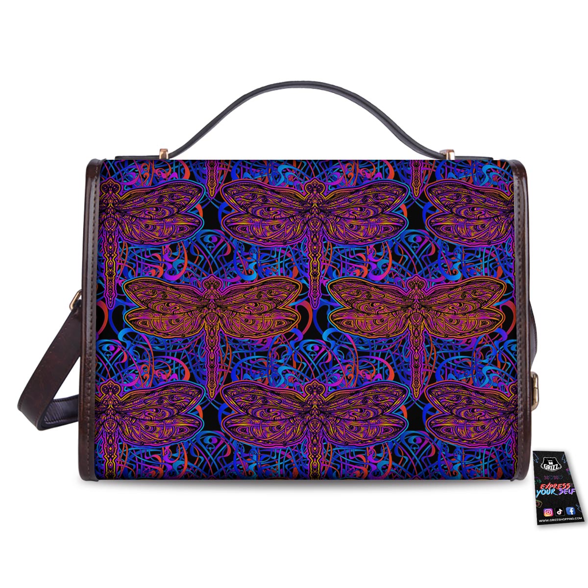 Dragonfly Trippy Print Pattern Women's Satchel Bag