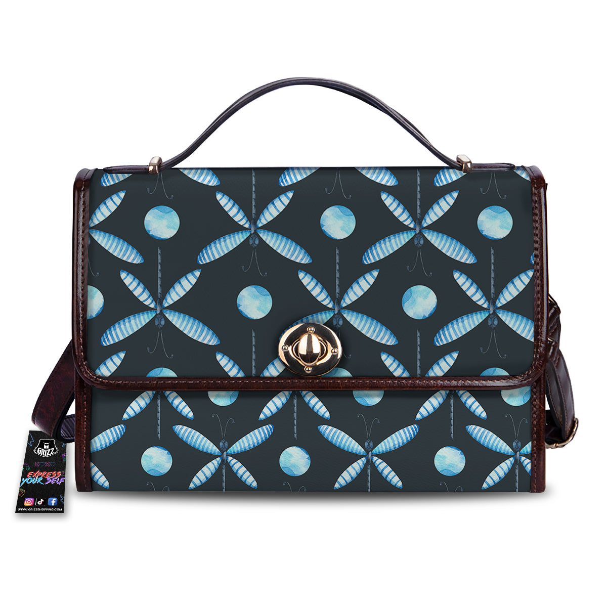 Dragonfly Turquoise Print Pattern Women's Satchel Bag