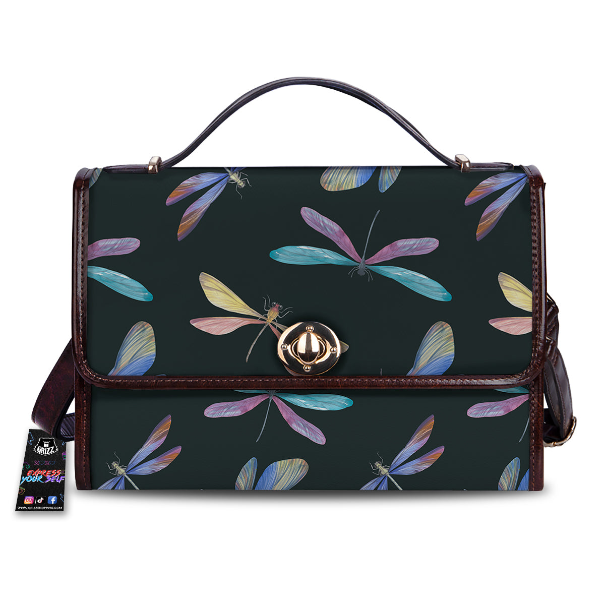 Dragonfly Vintage Print Pattern Women's Satchel Bag