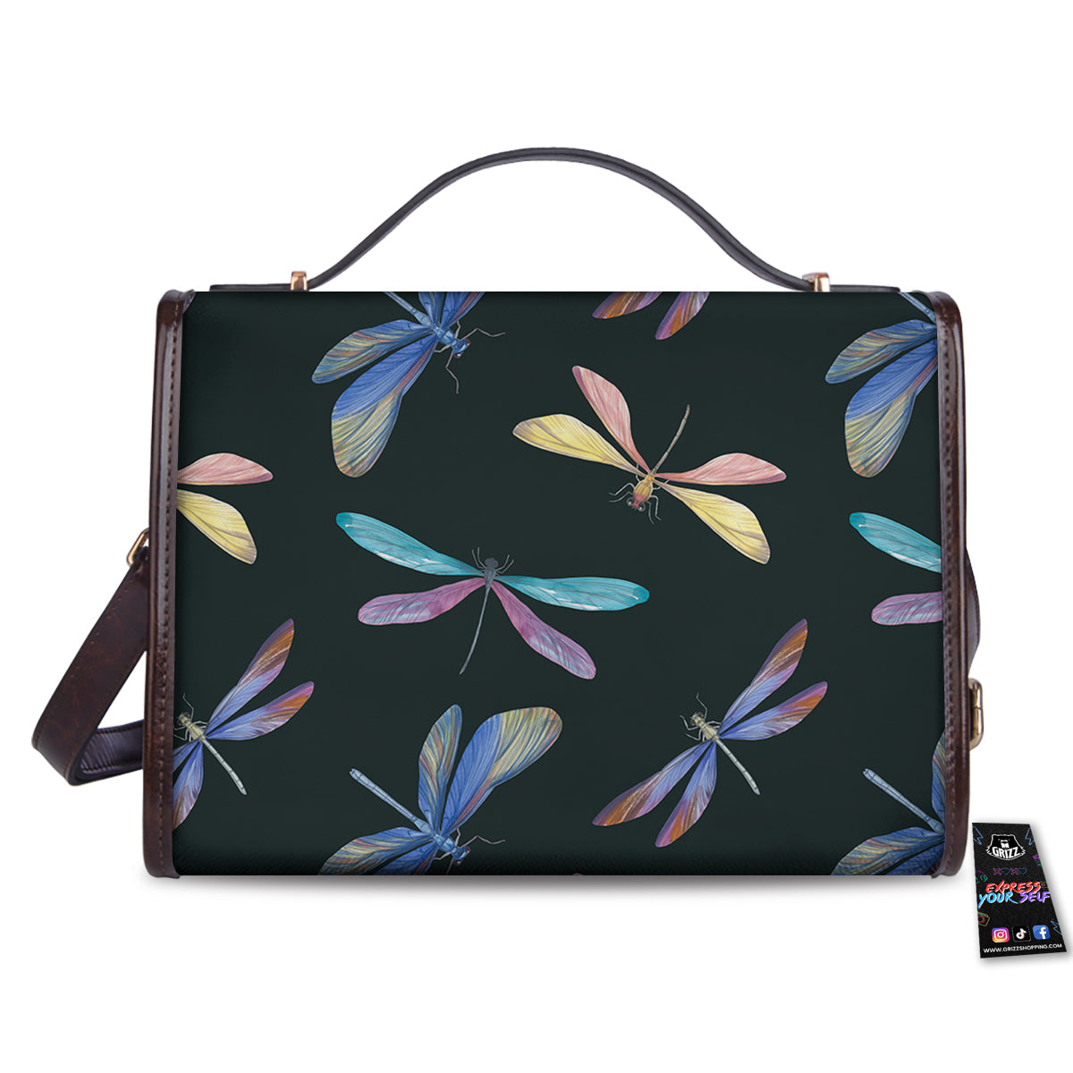 Dragonfly Vintage Print Pattern Women's Satchel Bag