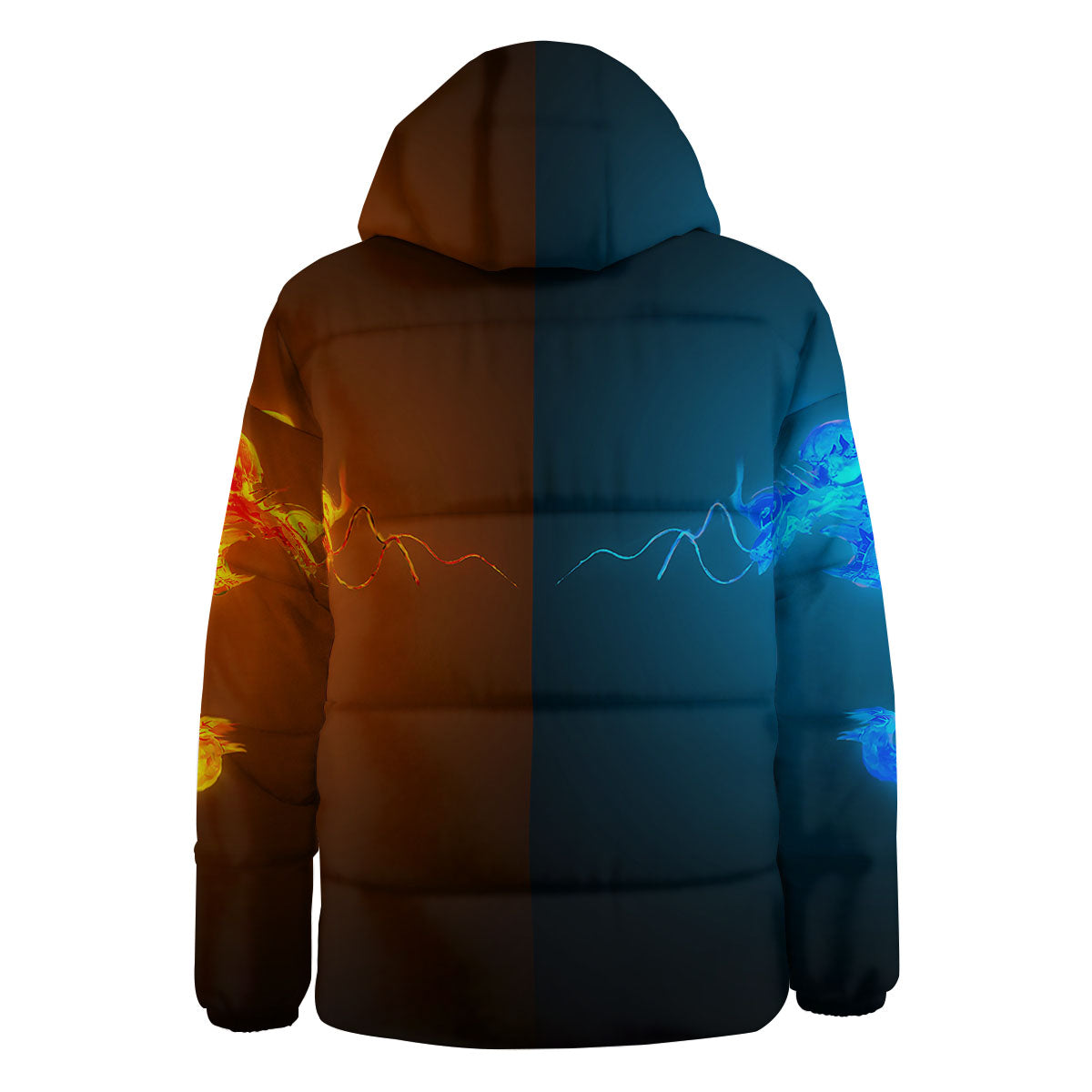 Dragons Ice And Fire Print Down Jacket-grizzshop