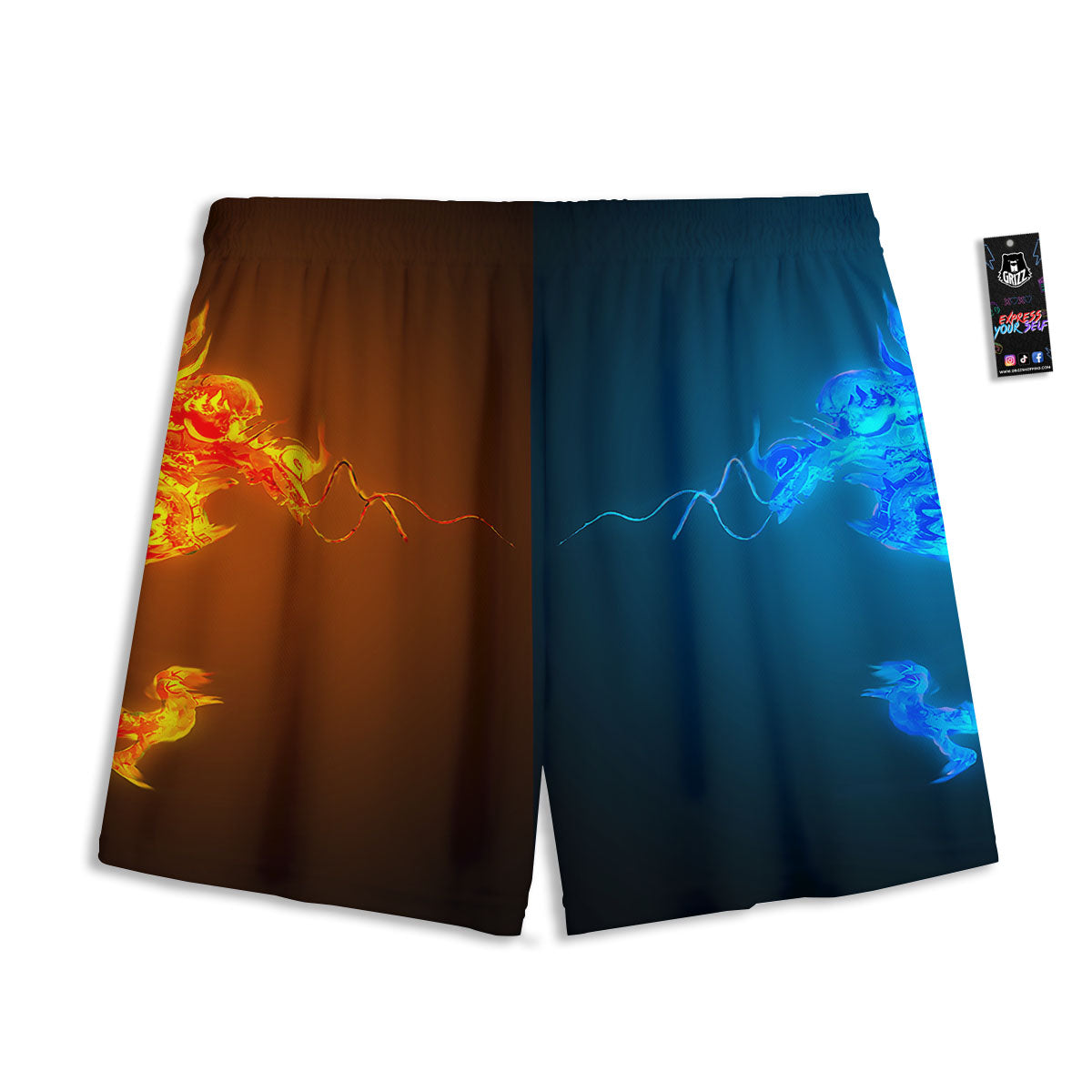 Dragons Ice And Fire Print Mesh Shorts
