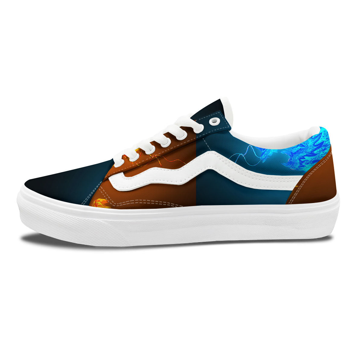 Dragons Ice And Fire Print Skate Shoes-grizzshop