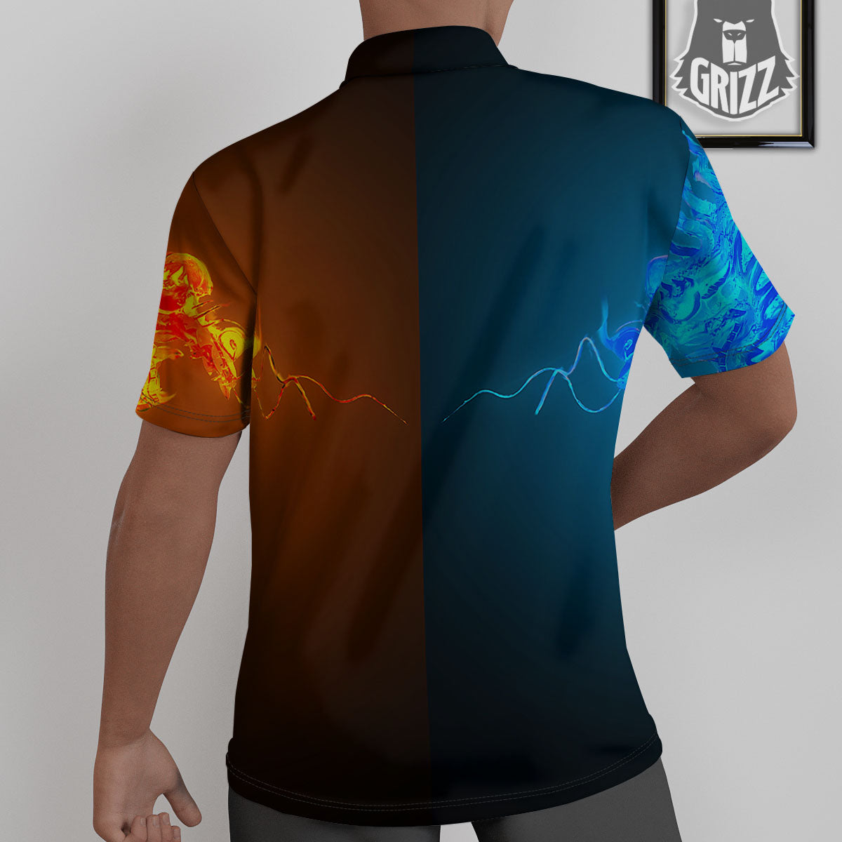 Dragons Ice And Fire Print Untucked Shirts-grizzshop