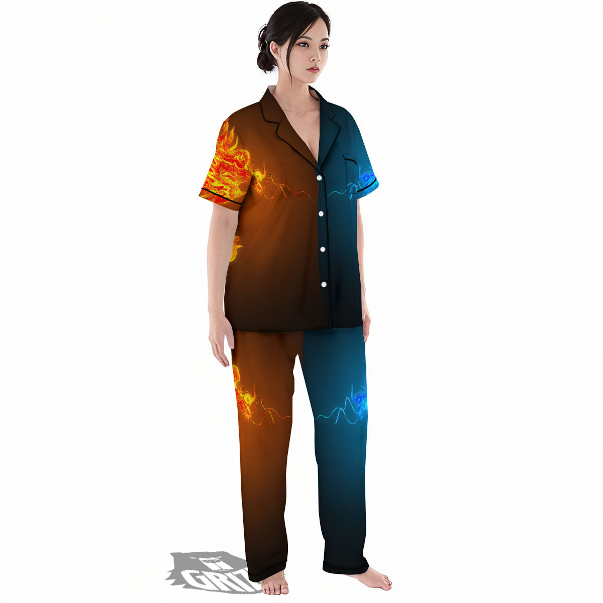 Dragons Ice And Fire Print Women's Pajamas Set-grizzshop