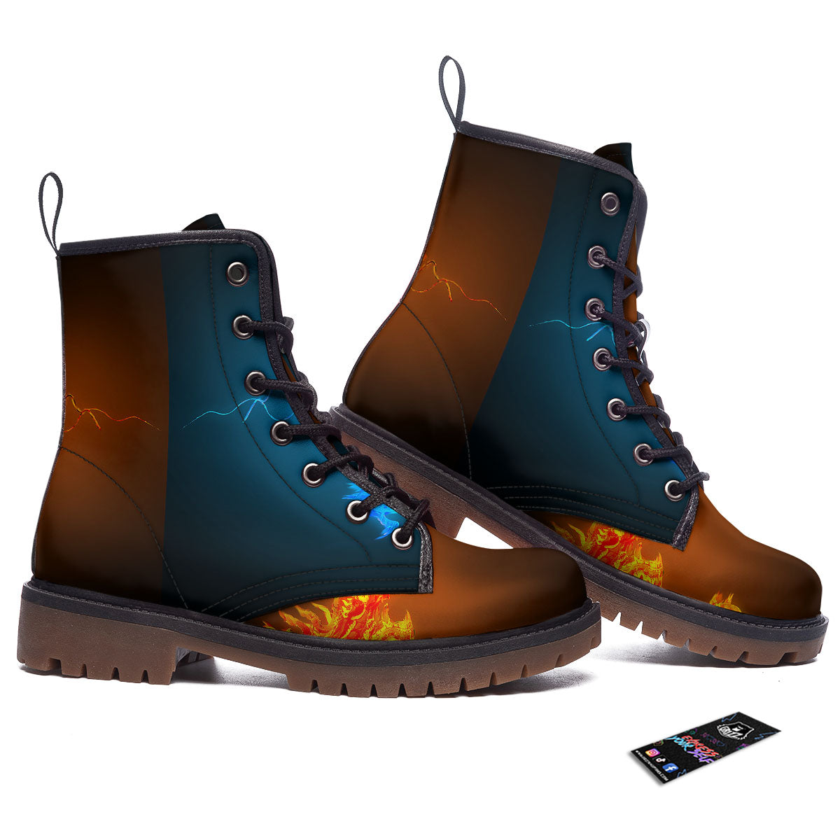 Dragons Ice And Fire Print Work Boots-grizzshop