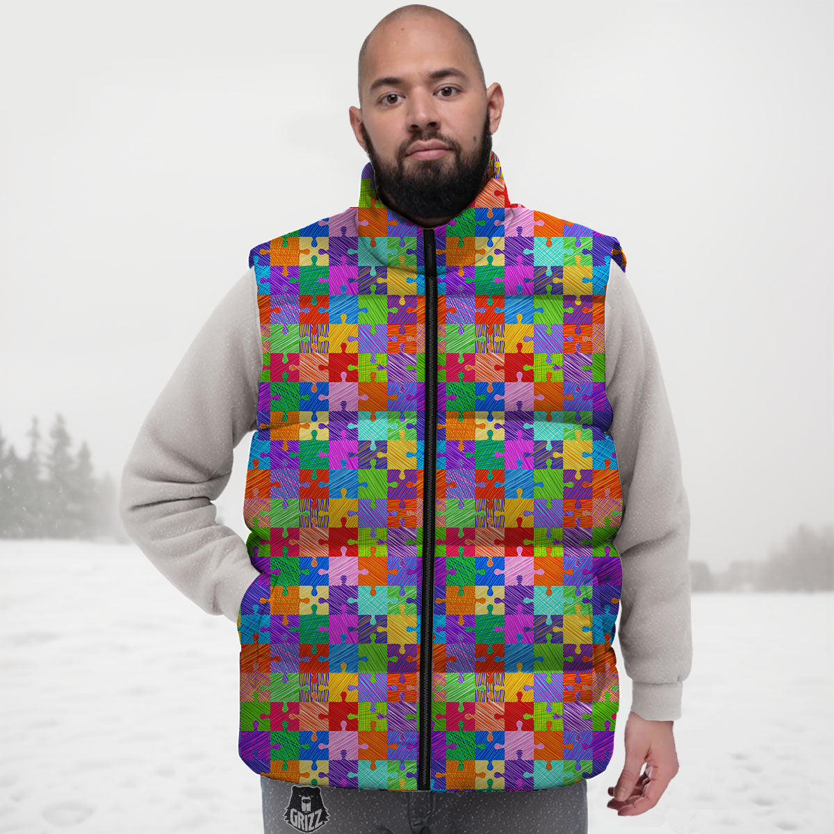 Drawing Autism Awareness Print Down Vest