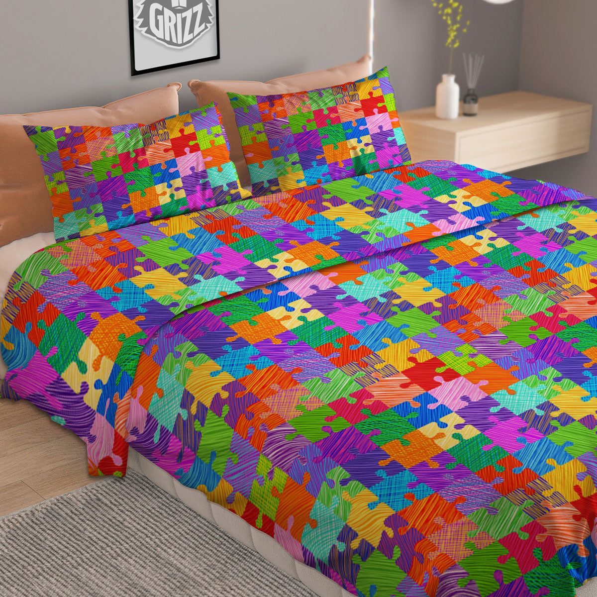 Drawing Autism Awareness Print Duvet Cover Bedding Set