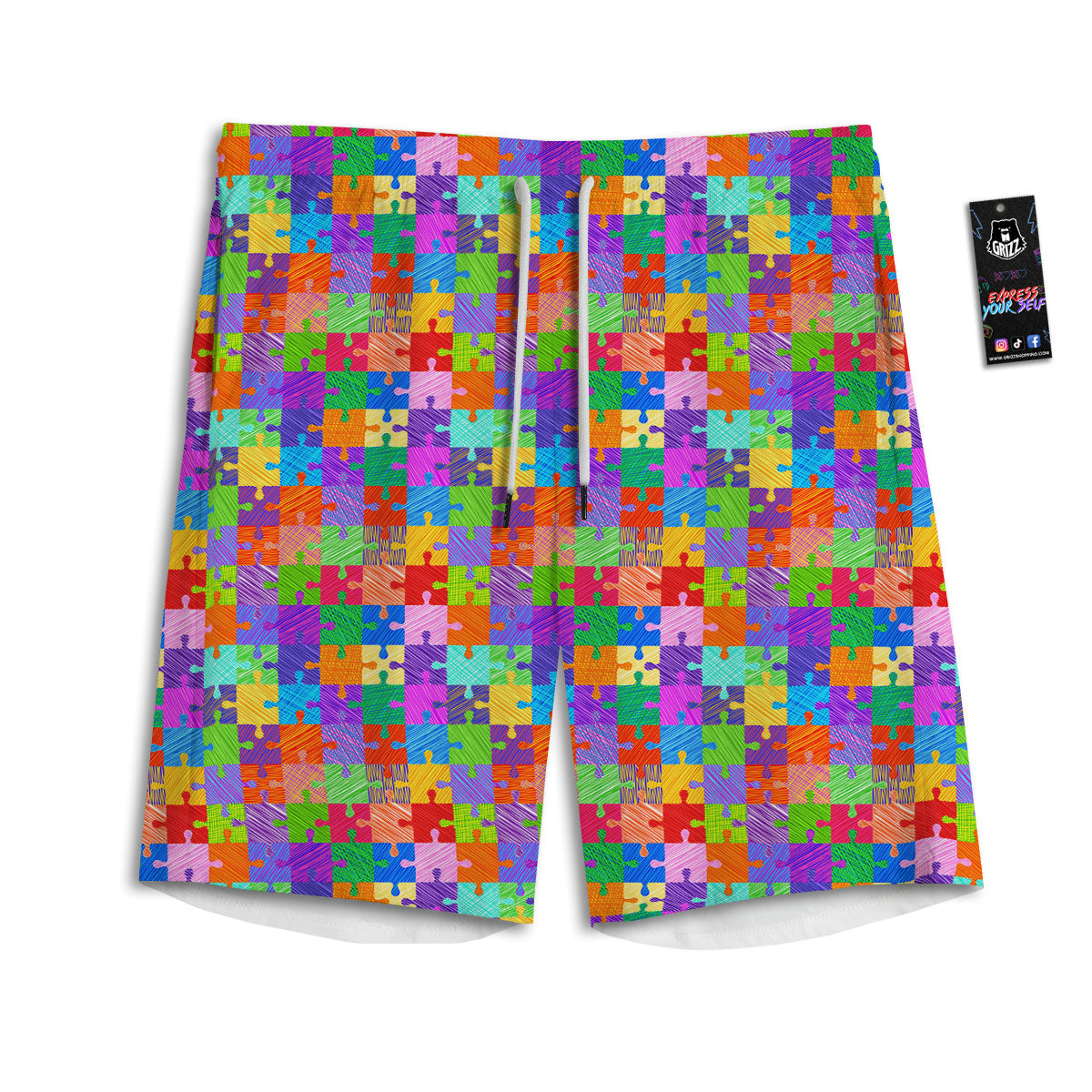 Drawing Autism Awareness Print Men's Athletic Shorts