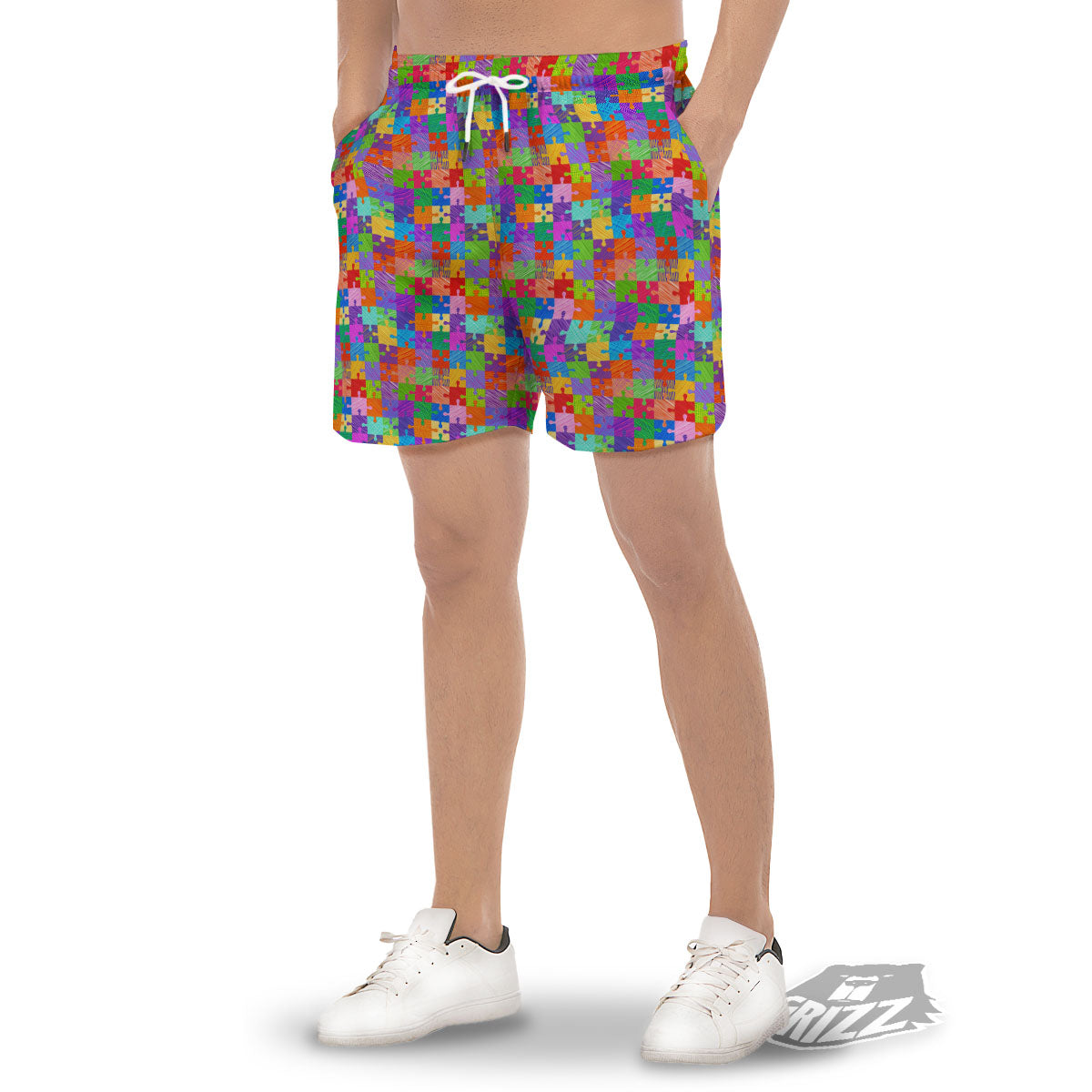 Drawing Autism Awareness Print Men's Gym Shorts-grizzshop