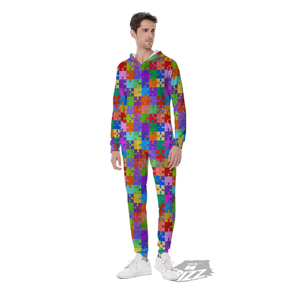 Drawing Autism Awareness Print Men's Jumpsuit-grizzshop