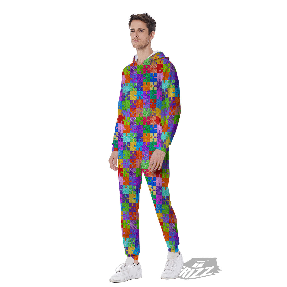 Drawing Autism Awareness Print Men's Jumpsuit-grizzshop