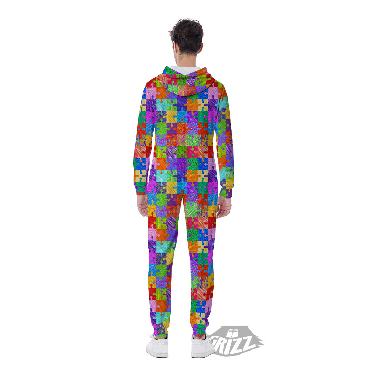 Drawing Autism Awareness Print Men's Jumpsuit-grizzshop