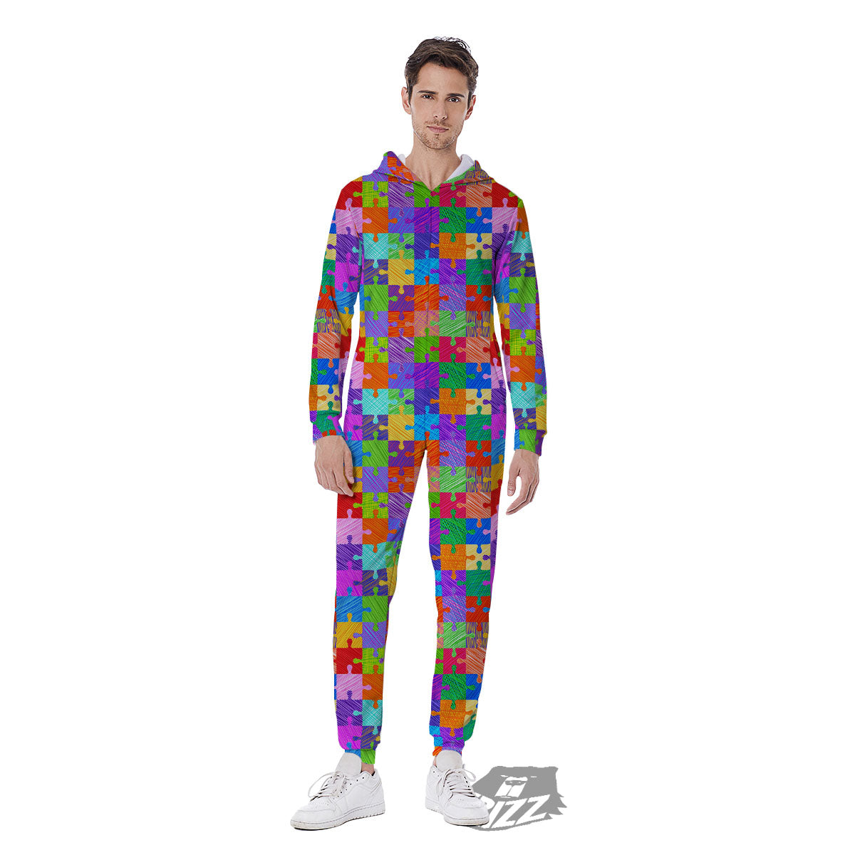 Drawing Autism Awareness Print Men's Jumpsuit-grizzshop