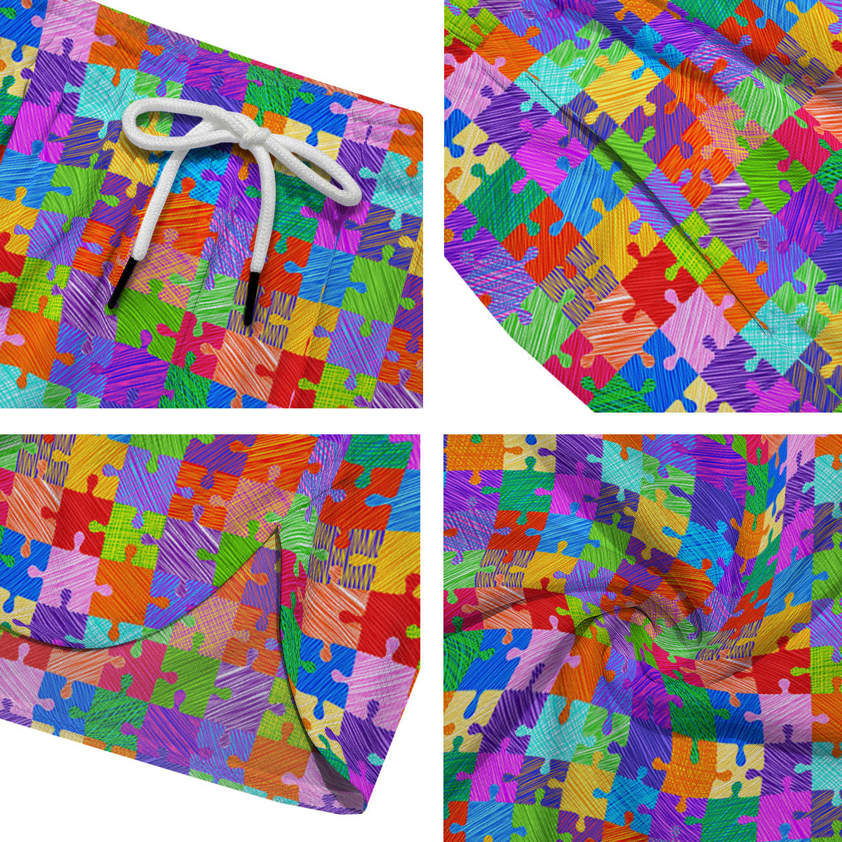Drawing Autism Awareness Print Men's Running Shorts-grizzshop