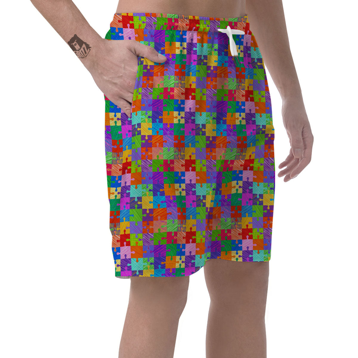 Drawing Autism Awareness Print Men's Shorts-grizzshop