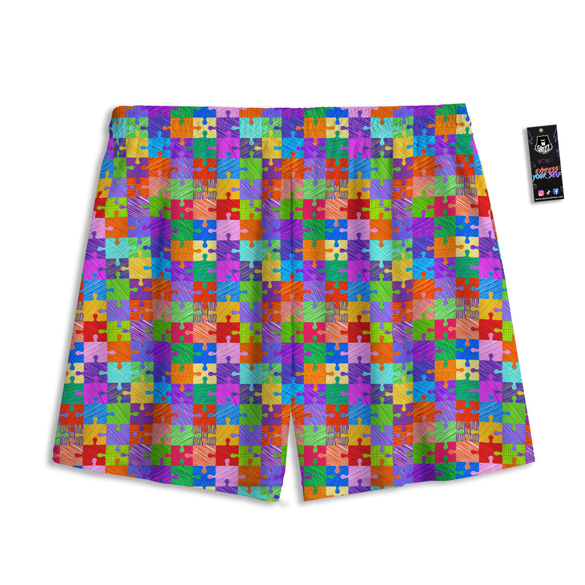 Flower Geometric Dot Print Pattern Mesh Shorts