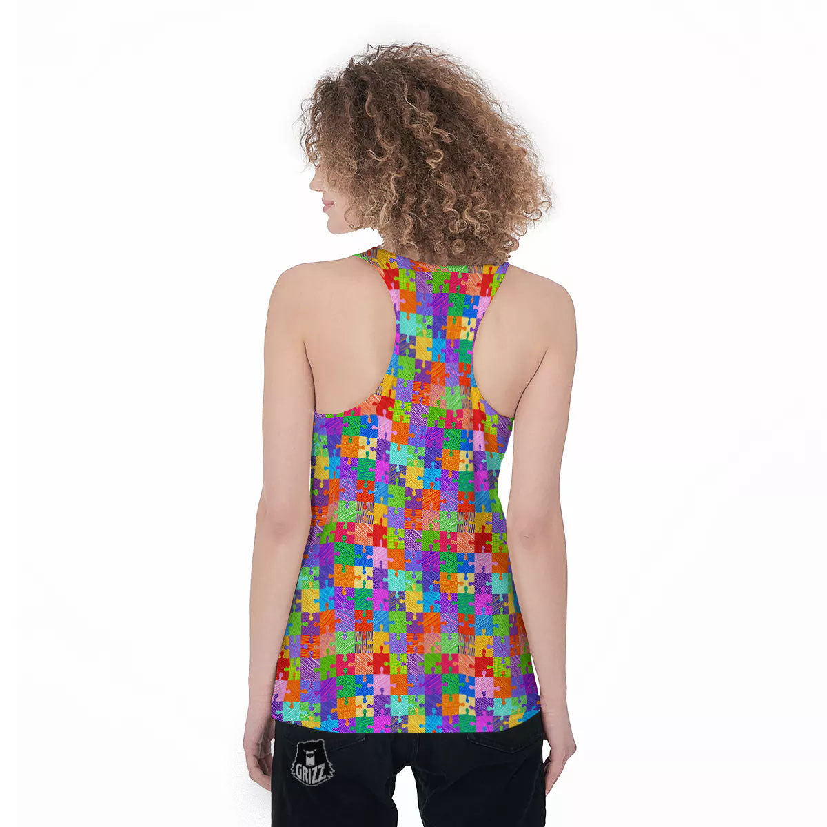 Drawing Autism Awareness Print Women's Racerback Tank Top-grizzshop