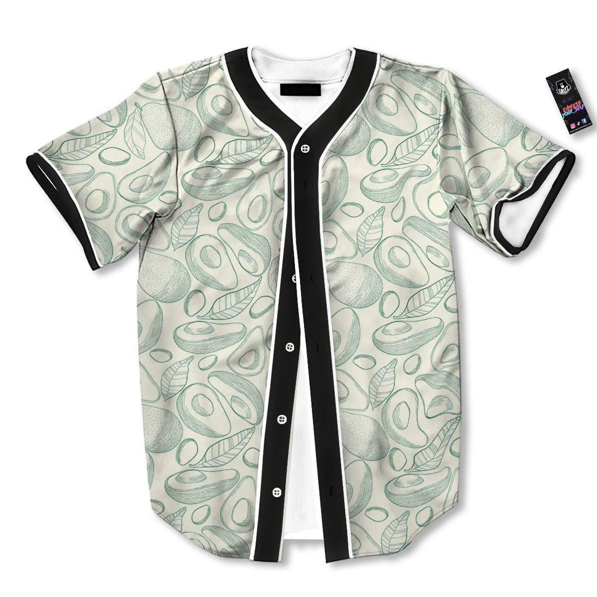 Drawing Avocado Cut In Half Print Baseball Jersey-grizzshop