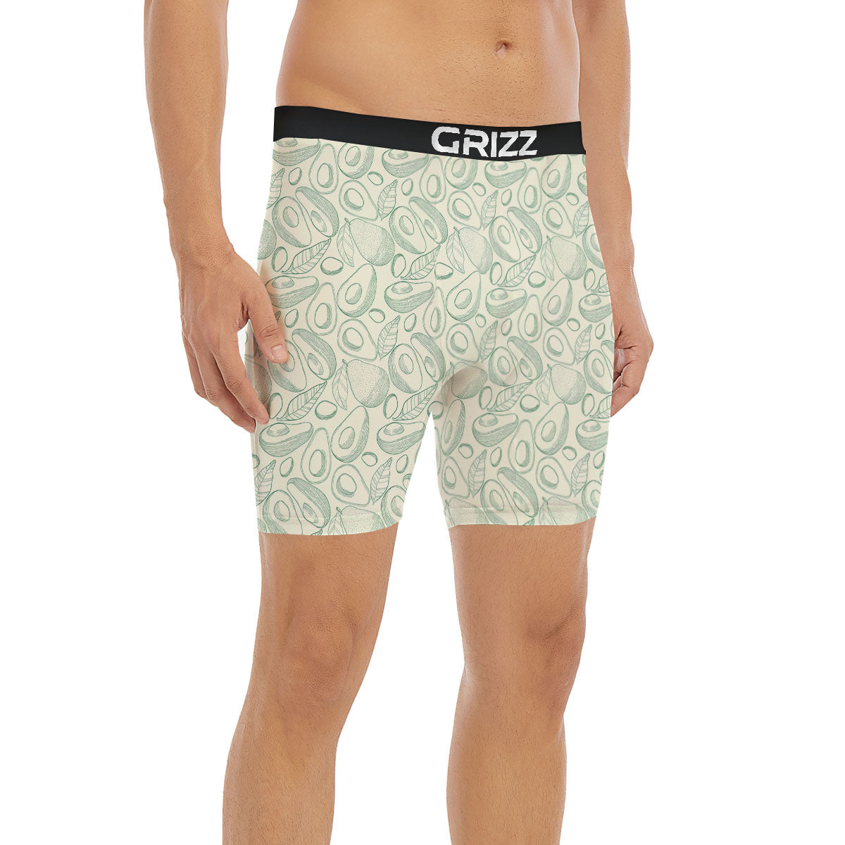 Drawing Avocado Cut In Half Print Boxer Briefs-grizzshop