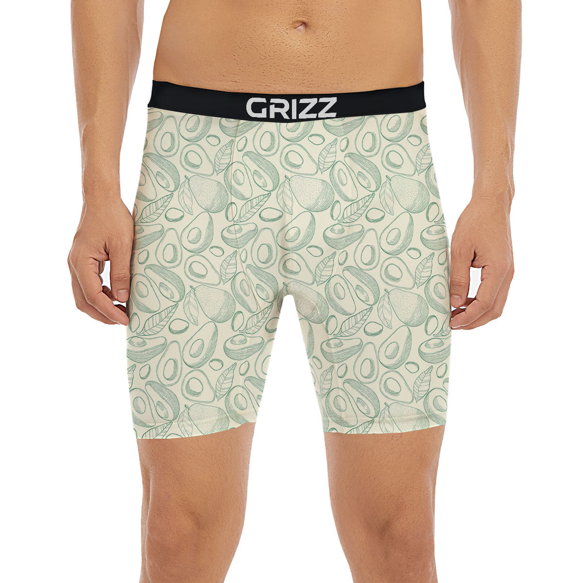 Drawing Avocado Cut In Half Print Boxer Briefs-grizzshop