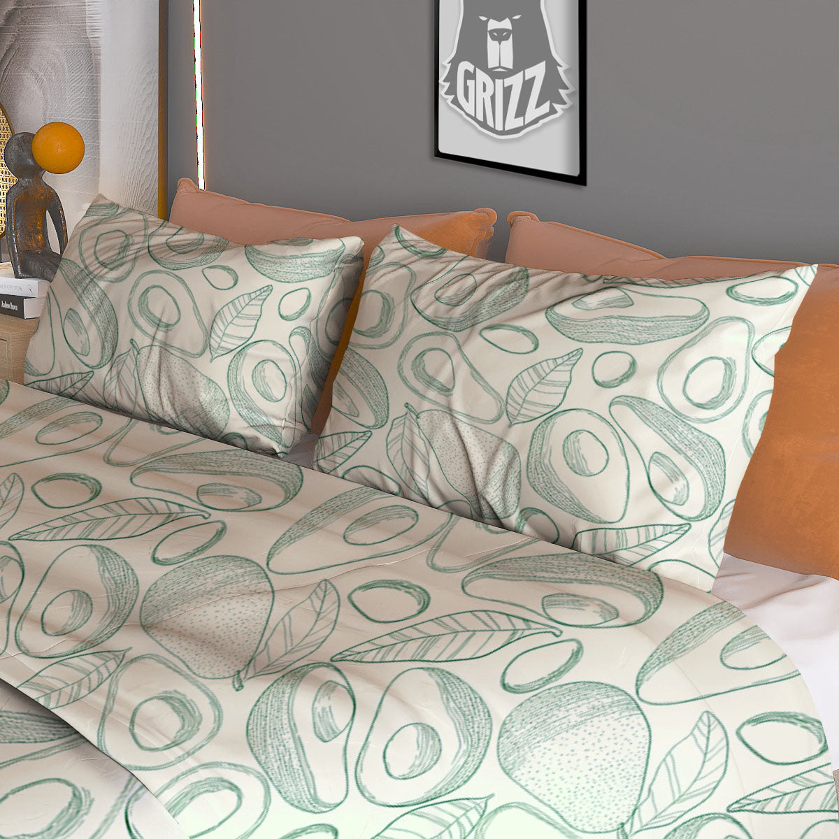 Drawing Avocado Cut In Half Print Duvet Cover Bedding Set