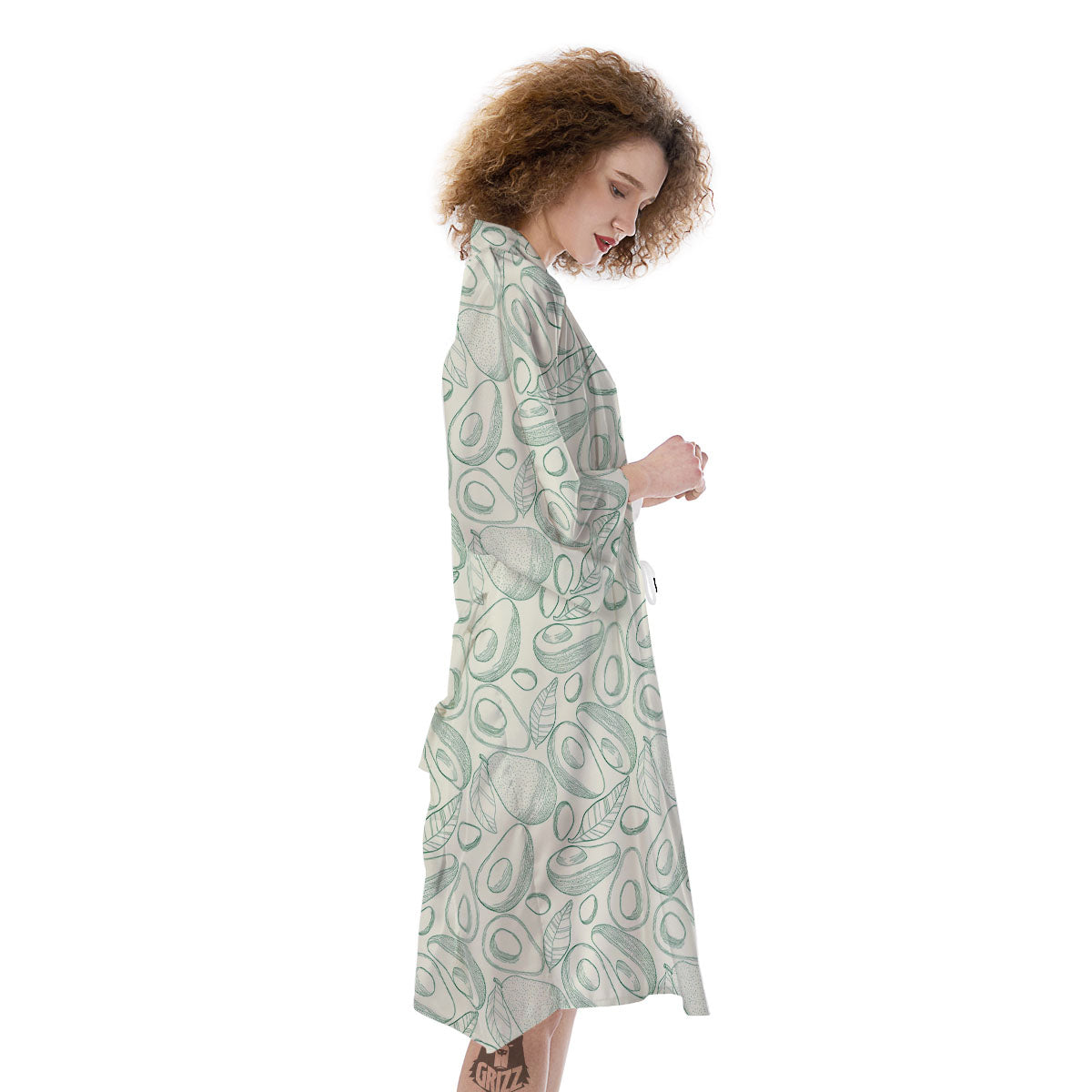Drawing Avocado Cut In Half Print Kimono-grizzshop