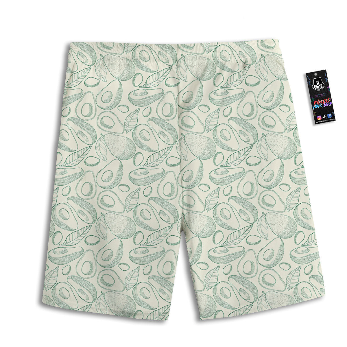 Drawing Avocado Cut In Half Print Men's Athletic Shorts
