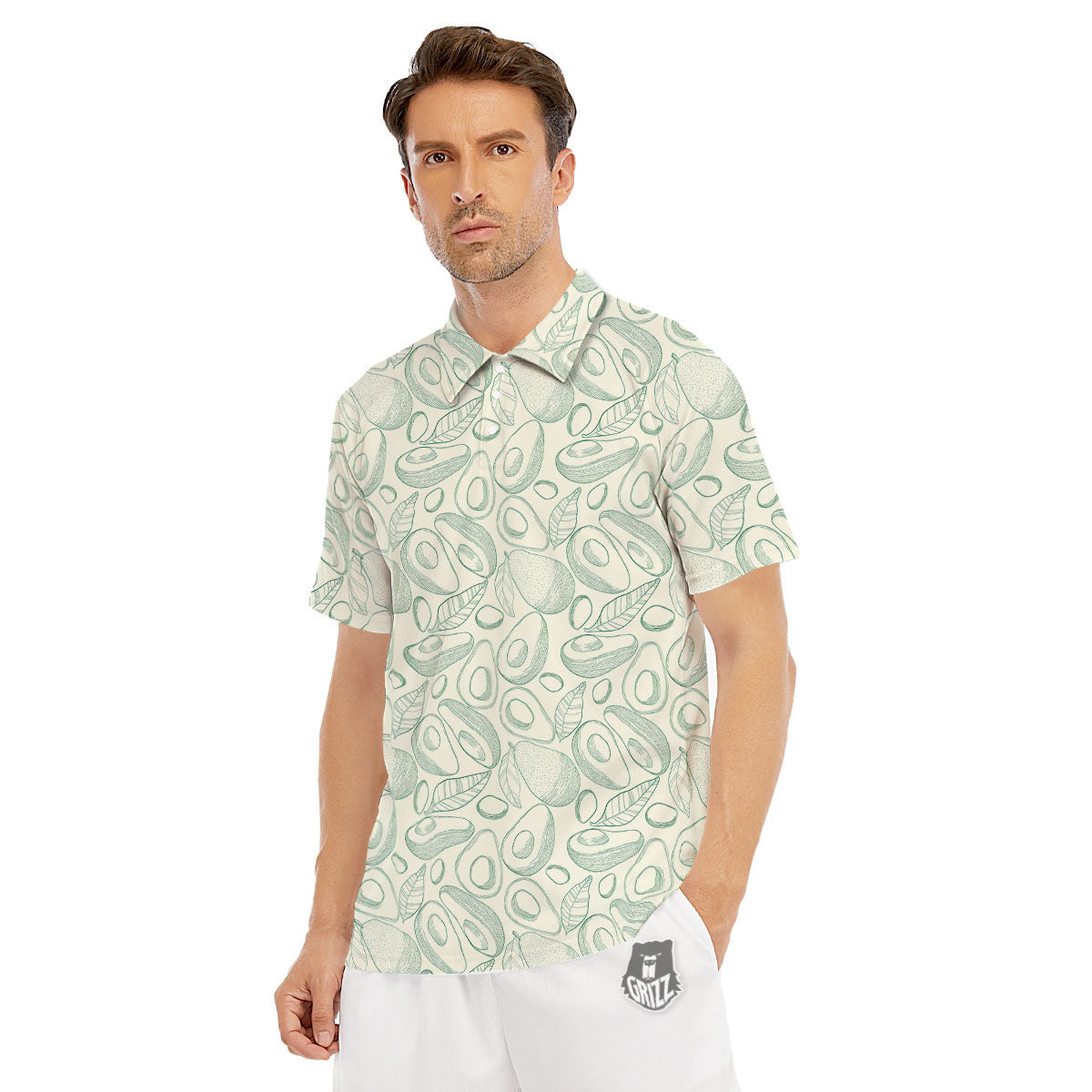 Drawing Avocado Cut In Half Print Men's Golf Shirts-grizzshop