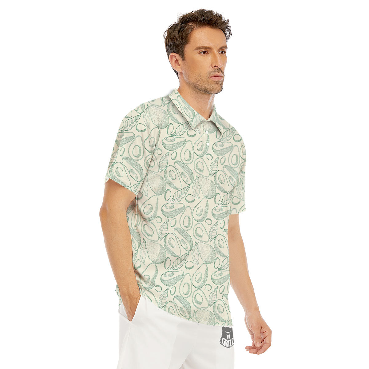Drawing Avocado Cut In Half Print Men's Golf Shirts-grizzshop