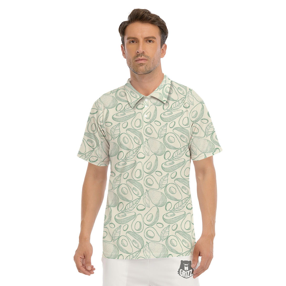 Drawing Avocado Cut In Half Print Men's Golf Shirts-grizzshop