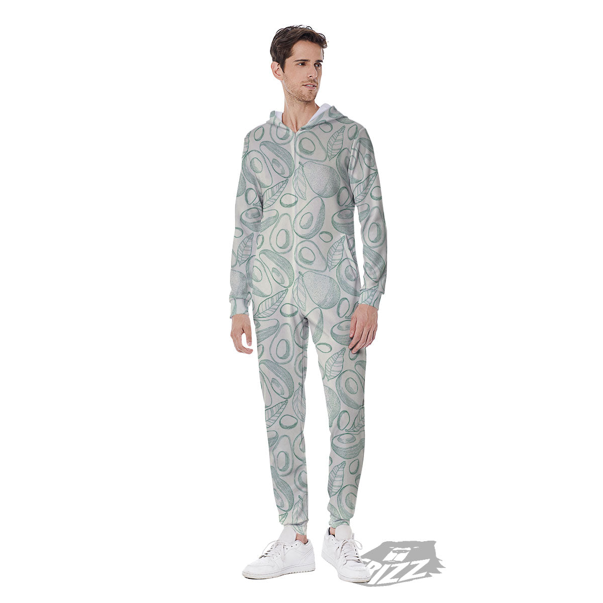 Drawing Avocado Cut In Half Print Men's Jumpsuit-grizzshop