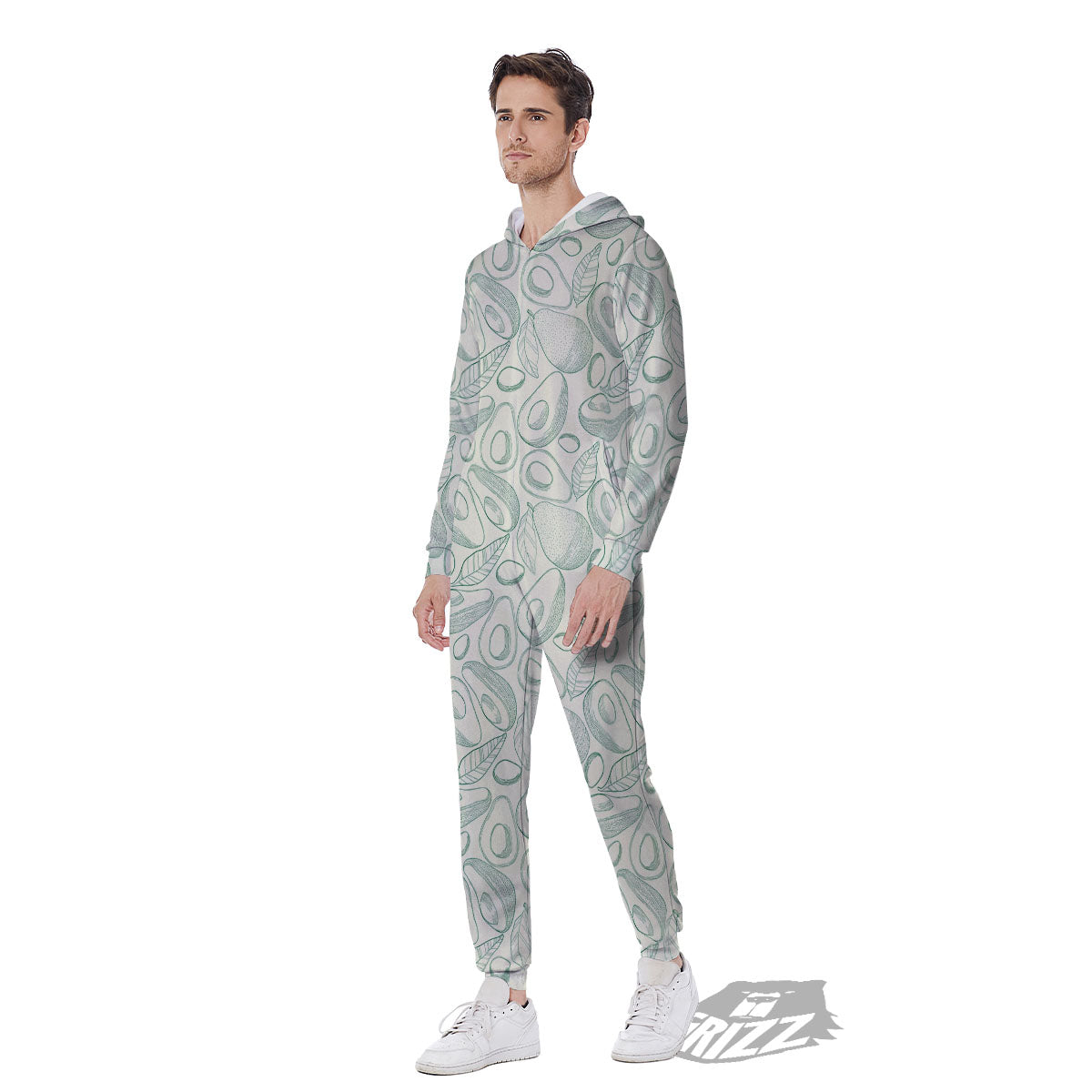 Drawing Avocado Cut In Half Print Men's Jumpsuit-grizzshop